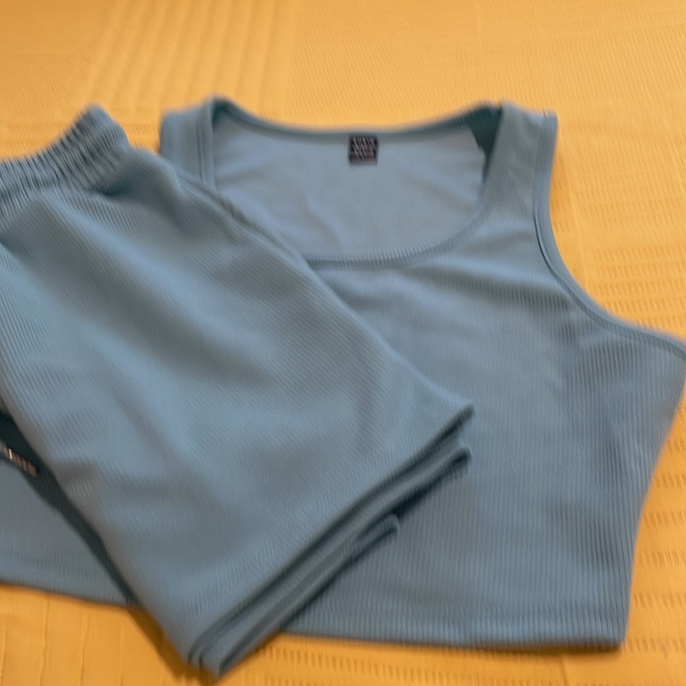 SHEIN Sky Blue Ribbed Set - Picture 5 of 5